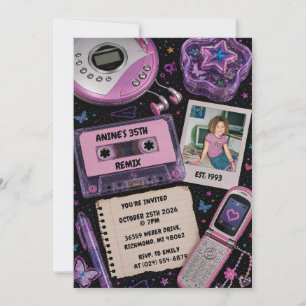 Personal Retro Y2K Birthday Photo Invitation