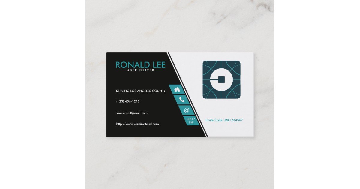 Personal Ride Sharing Uber Driver (New Uber Logo) Business Card | Zazzle.com