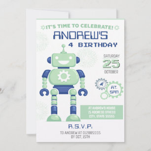 Personal Robot Birthday Invitation