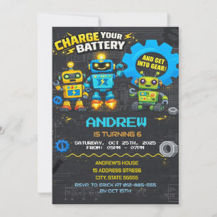 Personal Robots Birthday Invitation