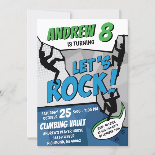 Personal Rock Climbing Birthday Party Invitation