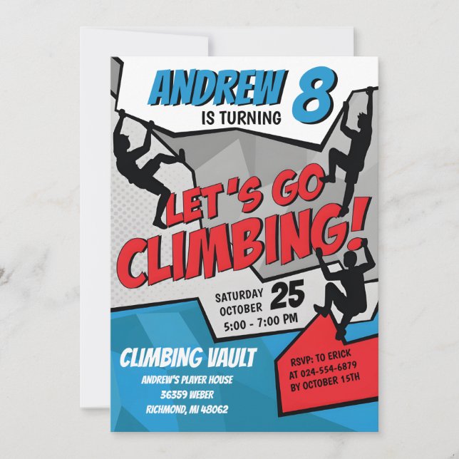 Personal Rock Climbing Birthday Party Invitation (Front)