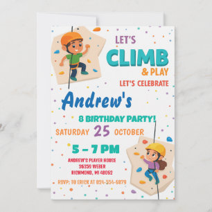 Personal Rock Climbing Birthday Party Invitation