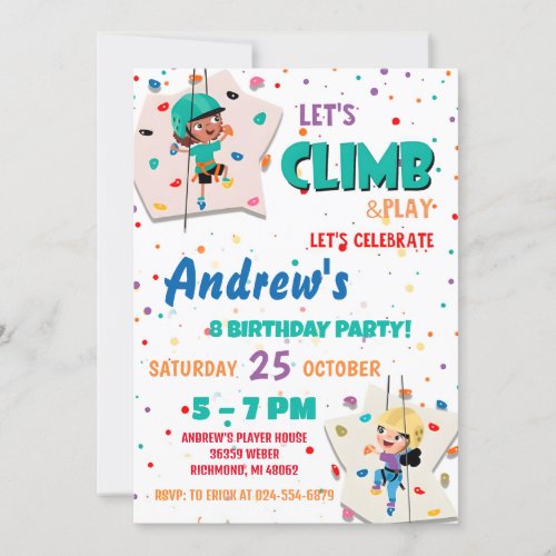 Personal Rock Climbing Birthday Party Invitation