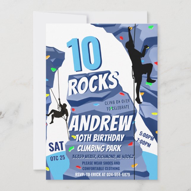 Personal Rock Climbing Birthday Party Invitation (Front)