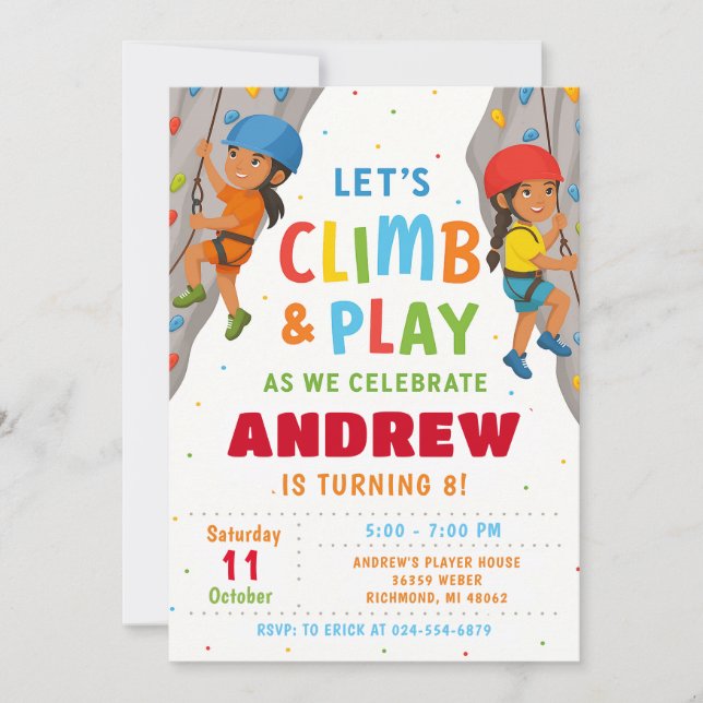 Personal Rock Climbing Birthday Party Invitation (Front)