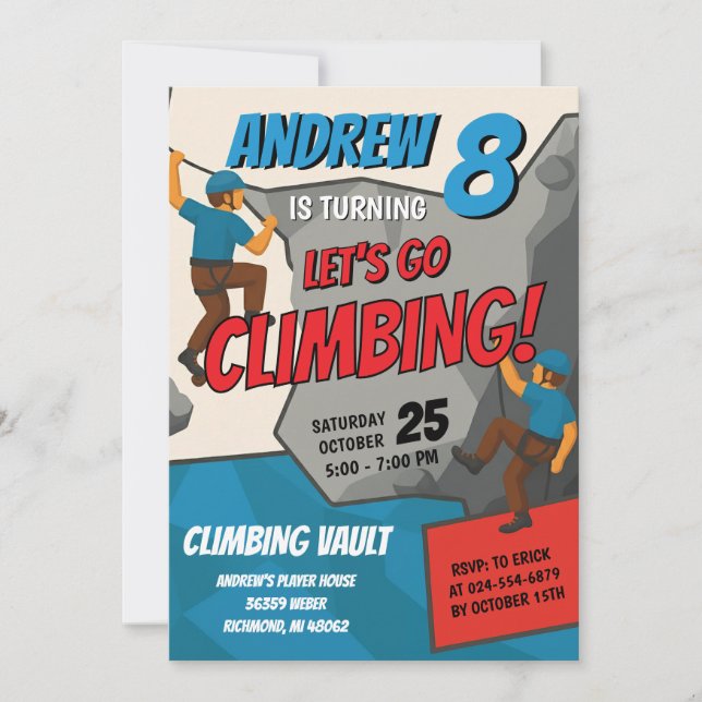 Personal Rock Climbing Birthday Party Invitation (Front)