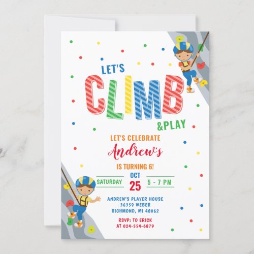 Personal Rock Climbing Birthday Party Invitation