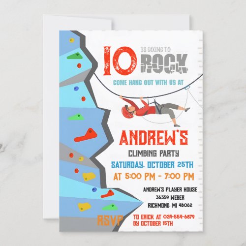 Personal Rock Climbing Birthday Party Invitation