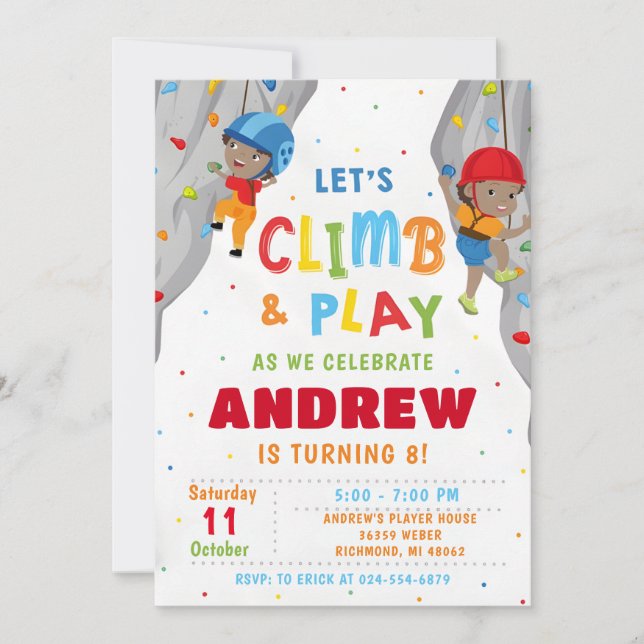 Personal Rock Climbing Birthday Party Invitation (Front)
