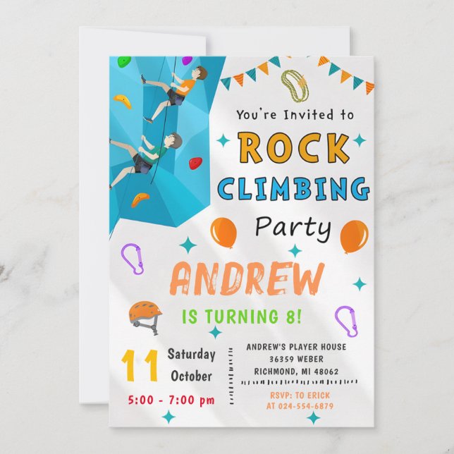 Personal Rock Climbing Birthday Party Invitation (Front)