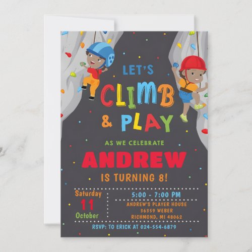 Personal Rock Climbing Birthday Party Invitation