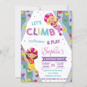 Personal Rock Girl Climbing Adventure Birthday Invitation