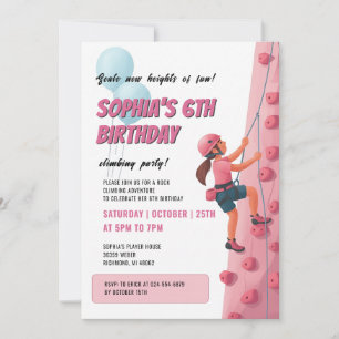 Personal Rock Girls Climbing Wall birthday  Invitation