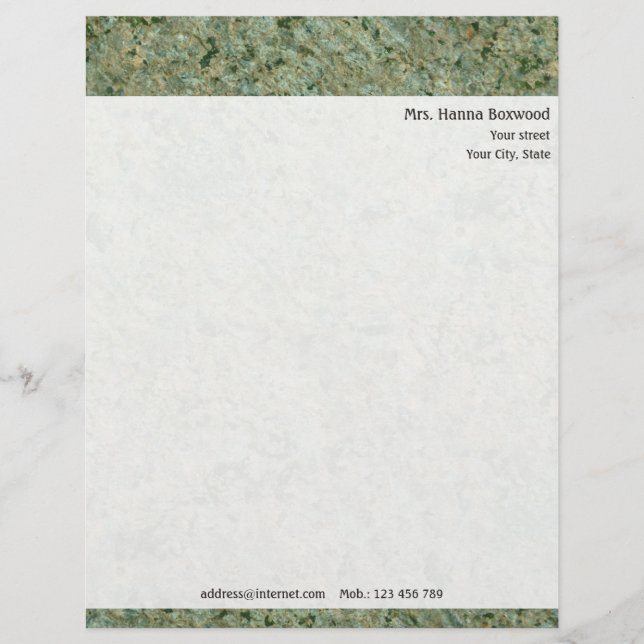 Personal Rock Texture with Return Address Letterhead (Front)