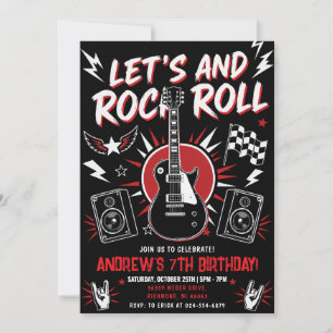 Personal Rockstar Electric Guitar Birthday Invitation