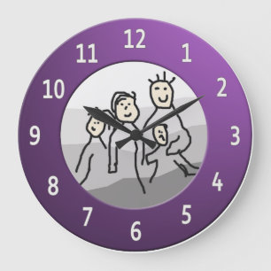 Personal Round Purple Frame Photo Large Clock