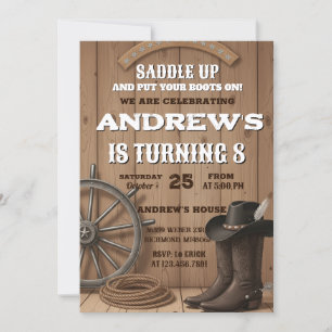 Personal Rustic Western Cowboy Birthday Invitation