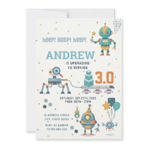 Personal science robots birthday  invitation