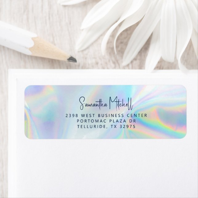 Personal Script Name Iridescent Return Address Label (Insitu)