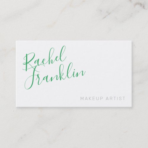PERSONAL script name modern bold emerald green Business Card