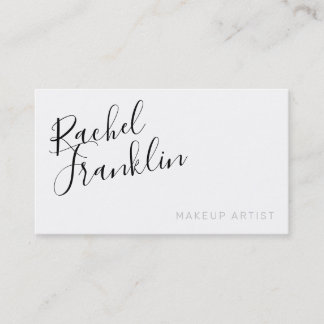 PERSONAL script name modern chic plain black white Business Card