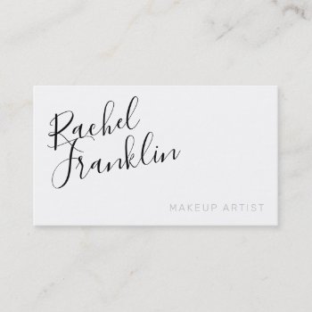 Personal Script Name Modern Chic Plain Black White Business Card by edgeplus at Zazzle