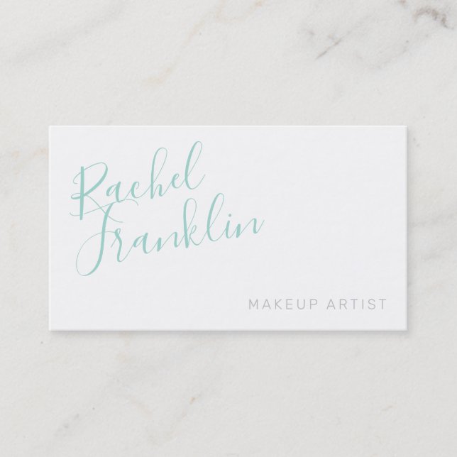 PERSONAL script name modern chic pretty mint green Business Card (Front)