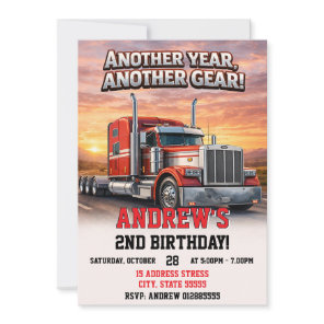 Personal Semi Truck Birthday party for boy Invitation