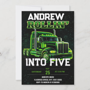 Personal Semitruck Birthday Party Invitation