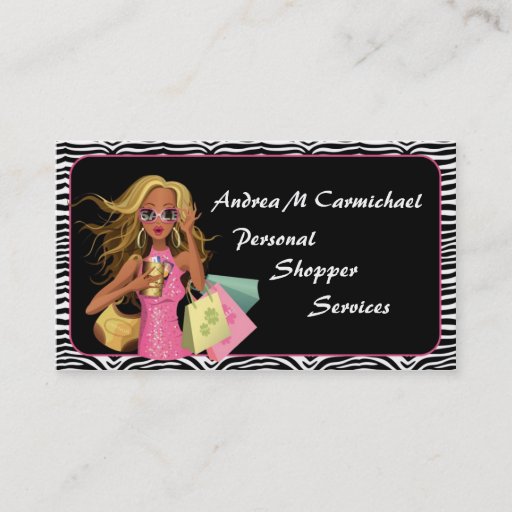 Customizable Personal Shopper Zebra Print Business Card