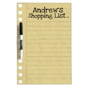 Personal Shopping List Dry-Erase Board