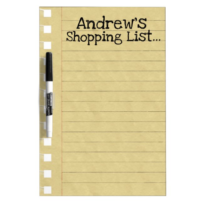 Personal Shopping List Dry-Erase Board (Front)