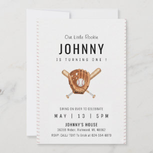 Personal Simple Baseball Birthday Party Invitation