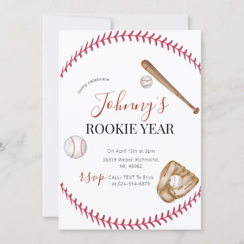 Personal Simple Baseball Birthday Party Invitation