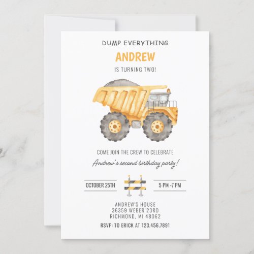 Personal Simple Modern Construction Birthday Invitation