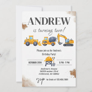 Personal Simple Modern Construction Birthday Invitation