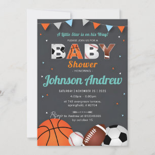 Personal Simple Sports All-Star Baby Shower Invitation