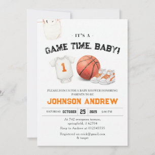 Personal Slam Dunk Basketball Baby Shower Invitation