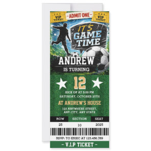 Personal Soccer Ball Ticket Birthday for Boys Invitation