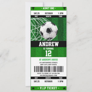 Personal Soccer Ball Ticket Birthday for kId Invitation