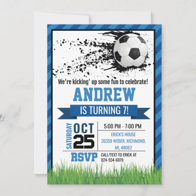 Personal Soccer Birthday Invitation (Front)