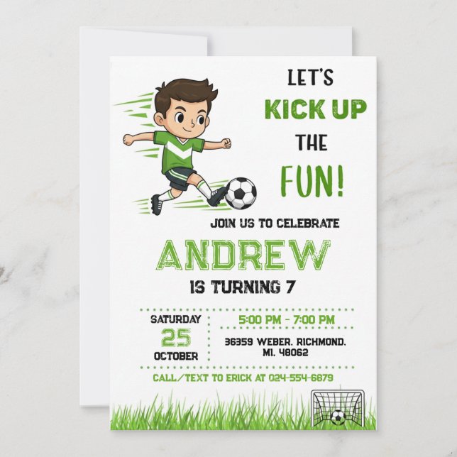 Personal Soccer Birthday Invitation (Front)