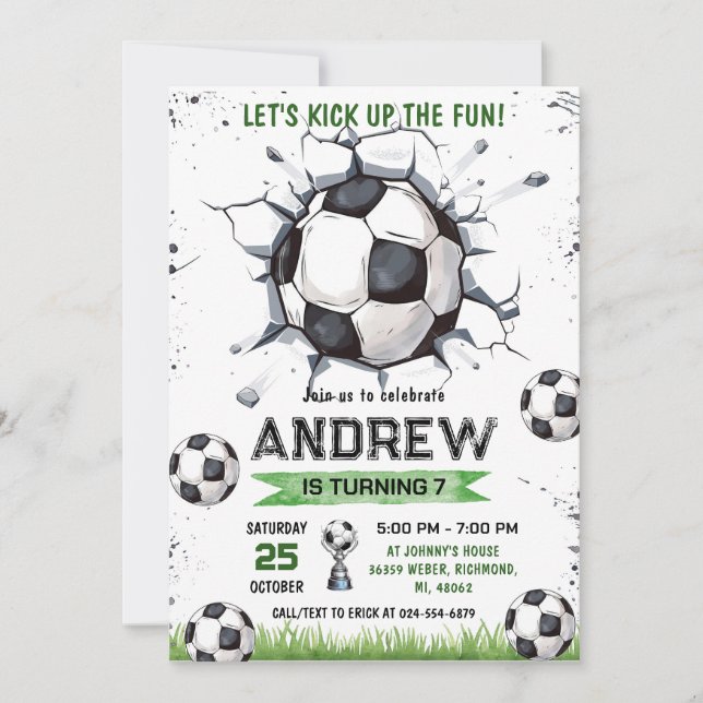 Personal Soccer Birthday Invitation (Front)