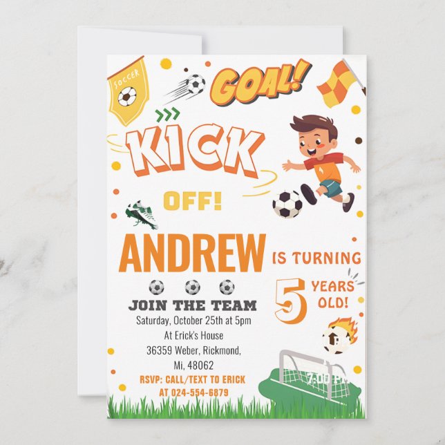 Personal Soccer Birthday Invitation (Front)