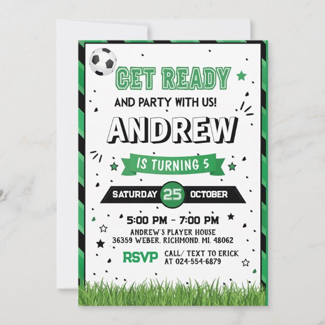 Personal Soccer Birthday Invitation Party (Front)