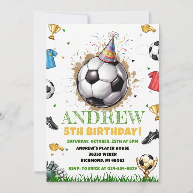 Personal Soccer Birthday Party Invitation (Front)