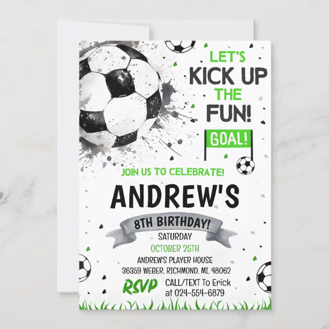 Personal Soccer Football Birthday Invitation Zazzle personal-soccer-football-birthday-invitation-zazzle
