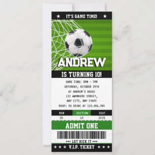 Personal Soccer Ticket Birthday sport  Invitation