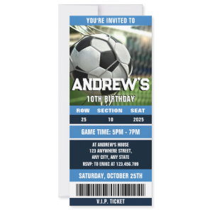 Personal Soccer ticket for boys birthday Invitation